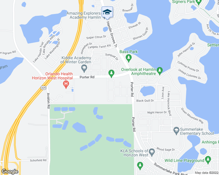 map of restaurants, bars, coffee shops, grocery stores, and more near 7561 Tangerine Knoll Loop in Winter Garden