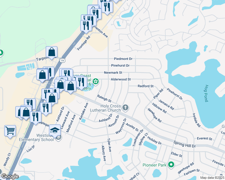 map of restaurants, bars, coffee shops, grocery stores, and more near 1483 Heritage Avenue in Spring Hill