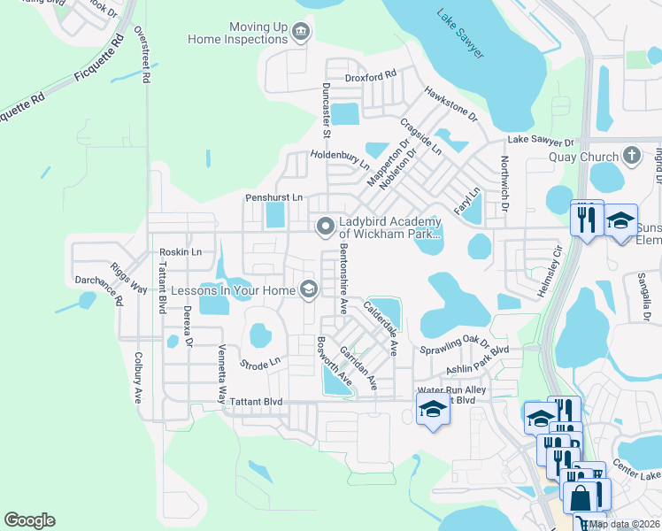 map of restaurants, bars, coffee shops, grocery stores, and more near 13046 Kegan Street in Windermere