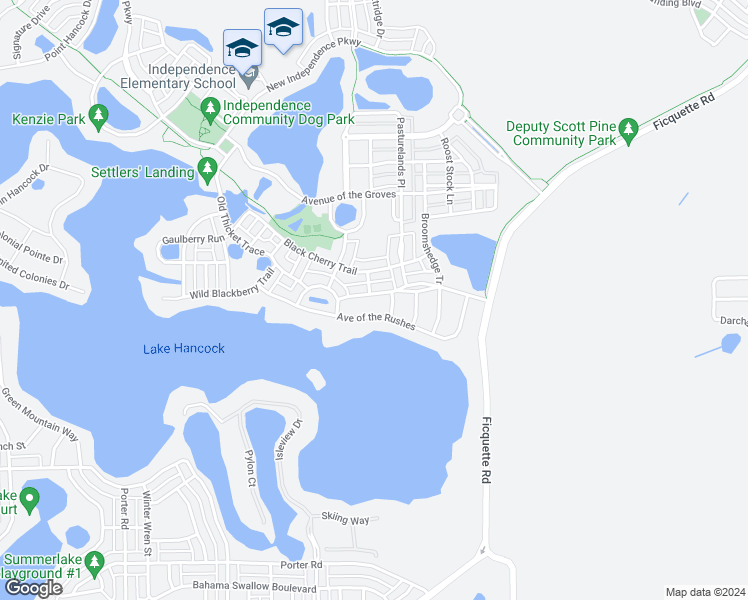 map of restaurants, bars, coffee shops, grocery stores, and more near 14624 Old Thicket Trace in Winter Garden