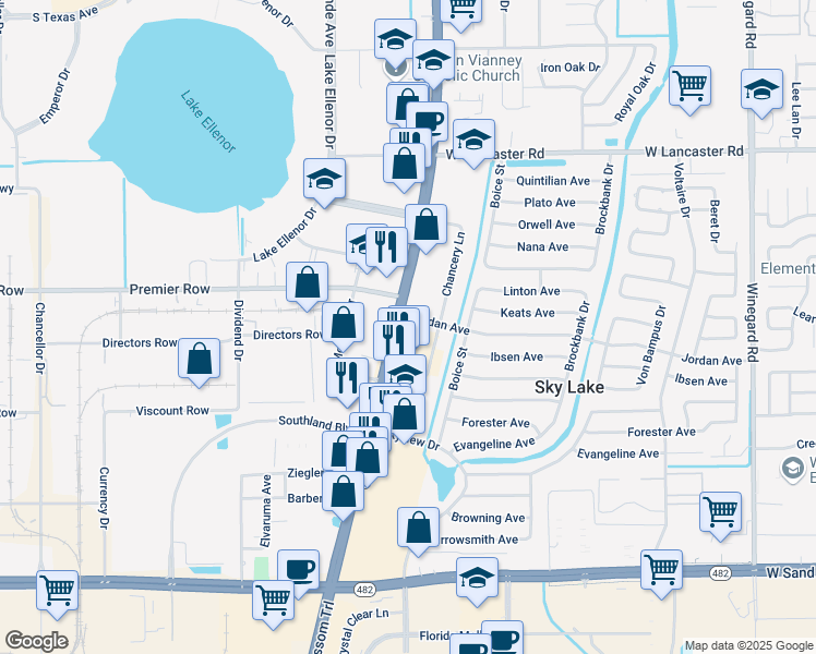map of restaurants, bars, coffee shops, grocery stores, and more near 7309 South Orange Blossom Trail in Orlando