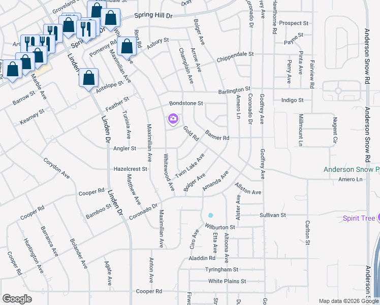 map of restaurants, bars, coffee shops, grocery stores, and more near 13380 Maureen Avenue in Spring Hill