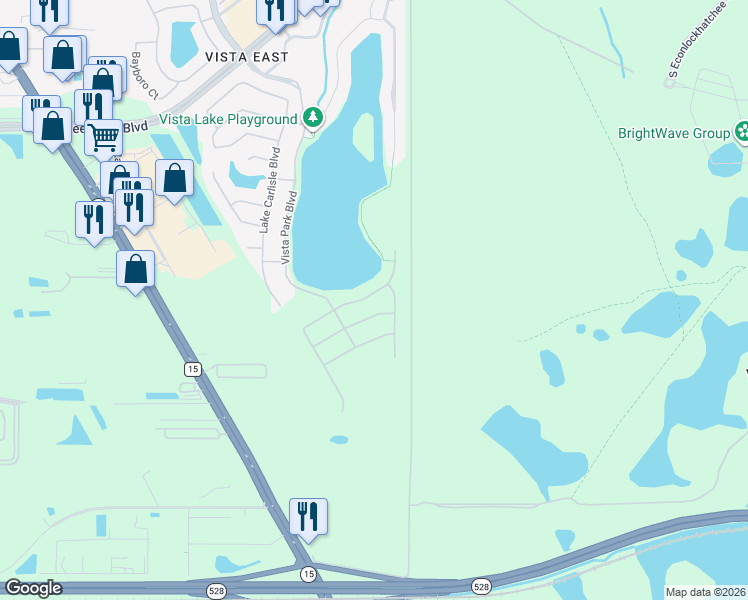 map of restaurants, bars, coffee shops, grocery stores, and more near 8753 Windsor Pointe Drive in Orlando
