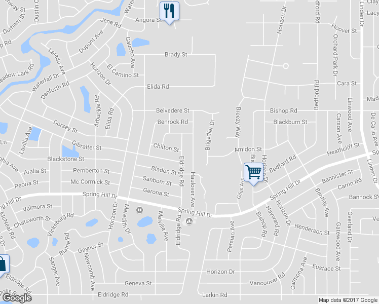 map of restaurants, bars, coffee shops, grocery stores, and more near 1499 Haulover Avenue in Spring Hill