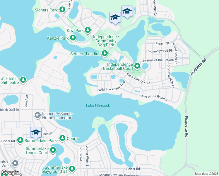 map of restaurants, bars, coffee shops, grocery stores, and more near 7196 Maleberry Run in Winter Garden