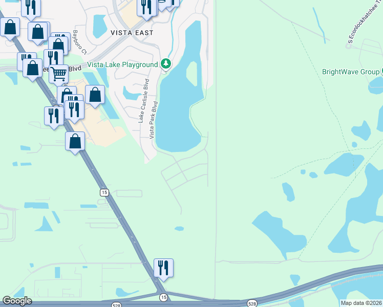 map of restaurants, bars, coffee shops, grocery stores, and more near 8753 Windsor Pointe Drive in Orlando
