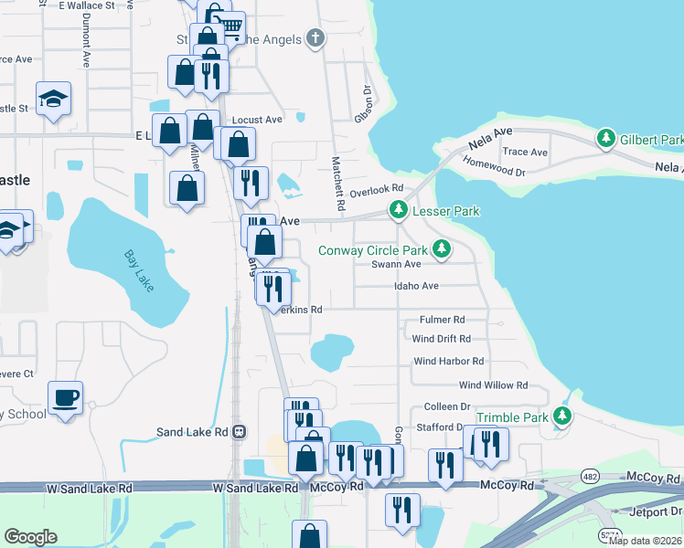 map of restaurants, bars, coffee shops, grocery stores, and more near 7327 Matchett Road in Belle Isle