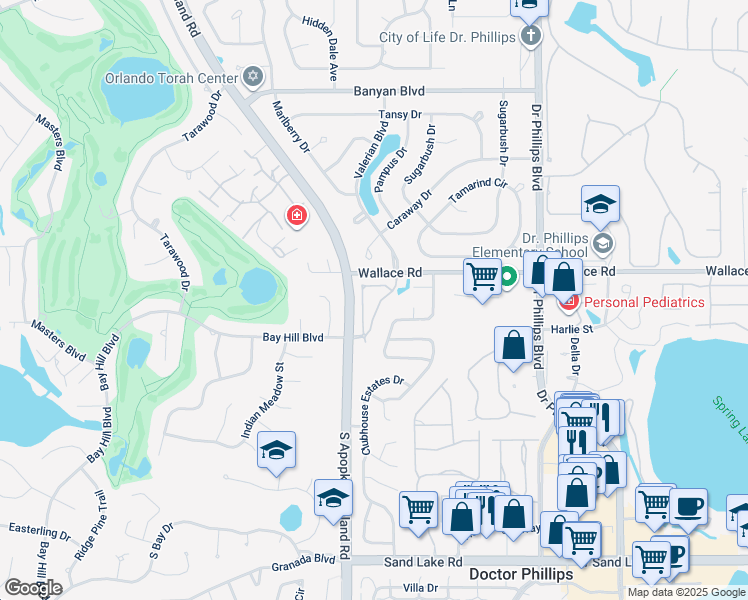 map of restaurants, bars, coffee shops, grocery stores, and more near 7031 Somerton Boulevard in Orlando