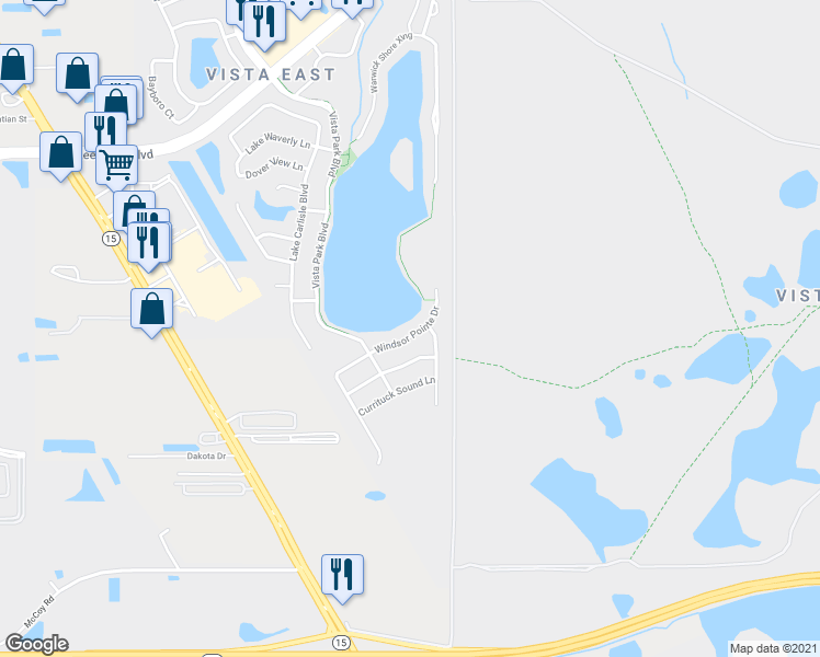 map of restaurants, bars, coffee shops, grocery stores, and more near 8753 Windsor Pointe Drive in Orlando