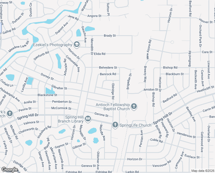 map of restaurants, bars, coffee shops, grocery stores, and more near 9292 Chilton Street in Spring Hill