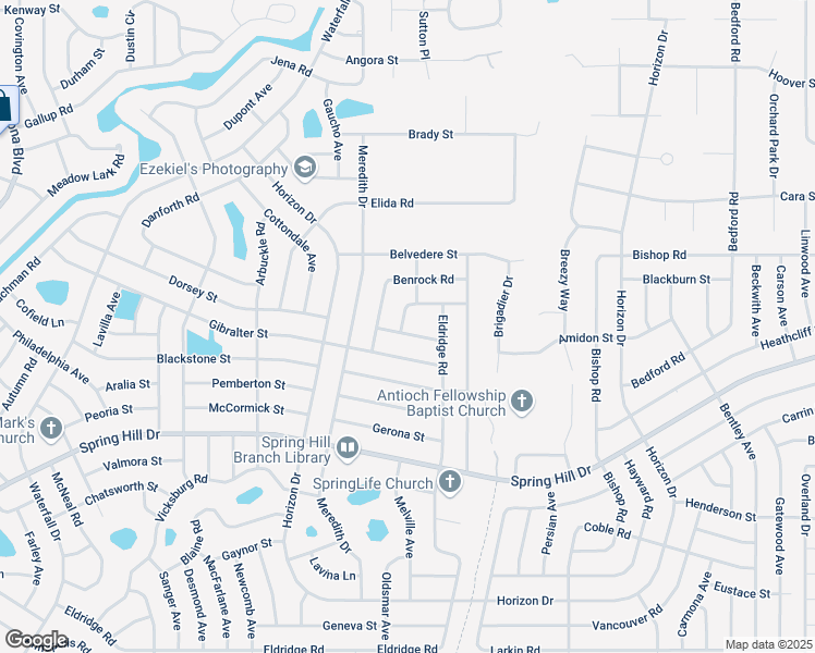 map of restaurants, bars, coffee shops, grocery stores, and more near 9292 Chilton Street in Spring Hill