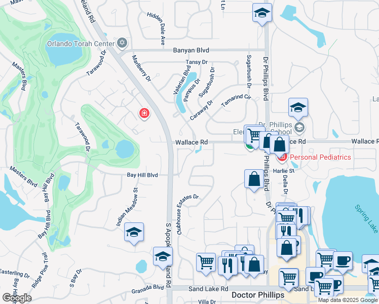 map of restaurants, bars, coffee shops, grocery stores, and more near 7031 Somerton Boulevard in Orlando