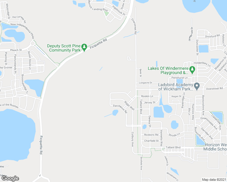 map of restaurants, bars, coffee shops, grocery stores, and more near 13647 Darchance Road in Windermere