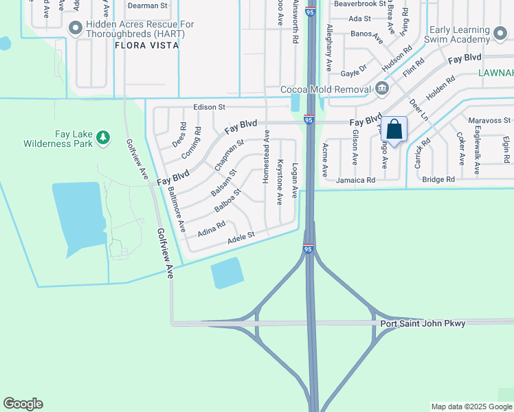 map of restaurants, bars, coffee shops, grocery stores, and more near 5930 Fisherman Lane in Cocoa