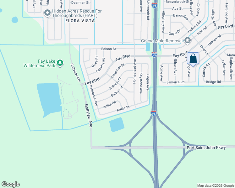 map of restaurants, bars, coffee shops, grocery stores, and more near 6135 Balboa Street in Cocoa