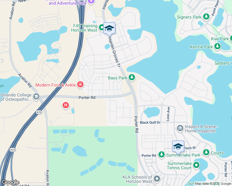 map of restaurants, bars, coffee shops, grocery stores, and more near 6566 Calamondin Drive in Winter Garden