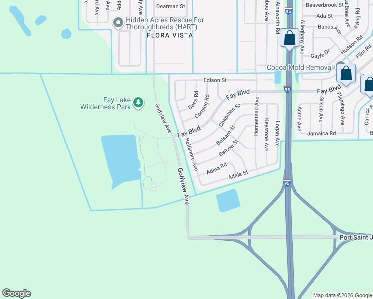 map of restaurants, bars, coffee shops, grocery stores, and more near 5920 Baltimore Avenue in Cocoa