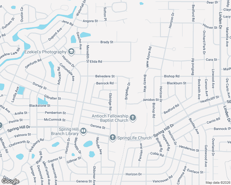 map of restaurants, bars, coffee shops, grocery stores, and more near 2029 Haulover Avenue in Spring Hill