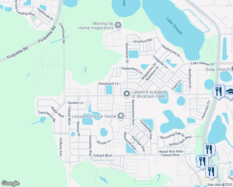 map of restaurants, bars, coffee shops, grocery stores, and more near 6993 Penkridge Lane in Windermere