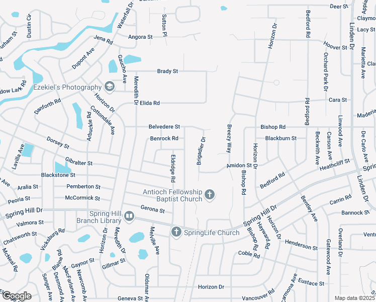 map of restaurants, bars, coffee shops, grocery stores, and more near 2032 Haulover Avenue in Spring Hill