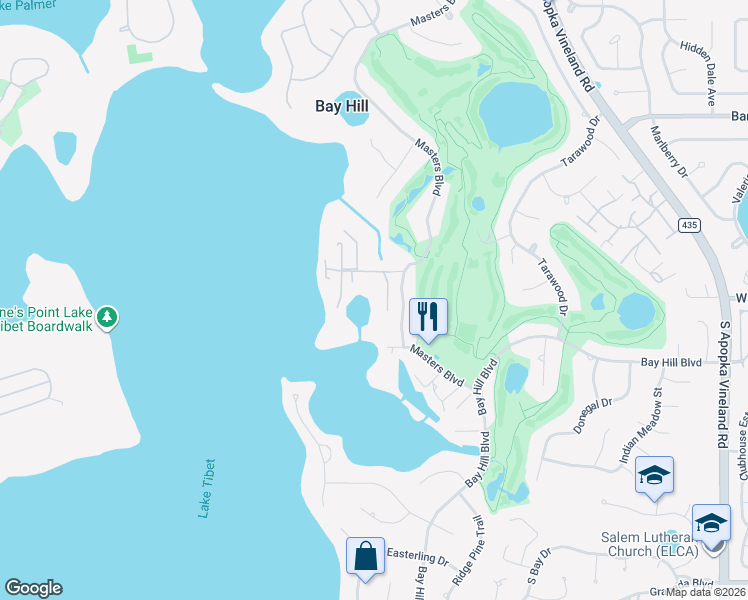 map of restaurants, bars, coffee shops, grocery stores, and more near 6102 Ches Court in Orlando