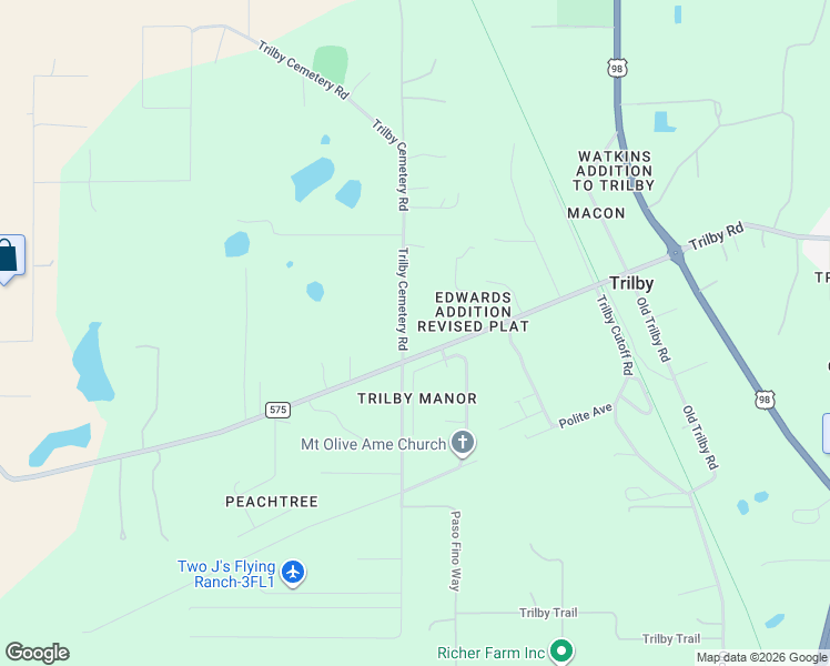 map of restaurants, bars, coffee shops, grocery stores, and more near 20750 Trilby Cemetery Road in Dade City