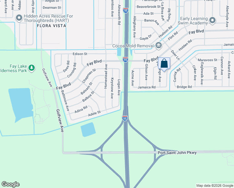 map of restaurants, bars, coffee shops, grocery stores, and more near 5895 Keystone Avenue in Cocoa