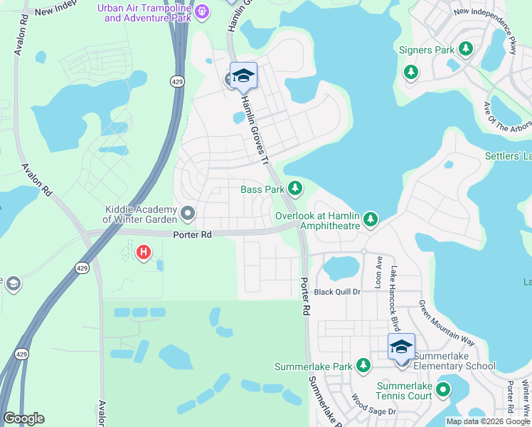map of restaurants, bars, coffee shops, grocery stores, and more near 6566 Calamondin Drive in Winter Garden