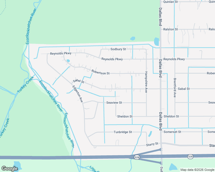 map of restaurants, bars, coffee shops, grocery stores, and more near 18553 Sabal Street in Orlando