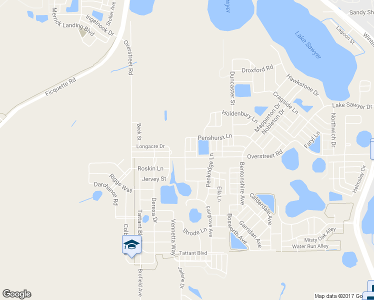map of restaurants, bars, coffee shops, grocery stores, and more near 13130 Penshurst Lane in Windermere