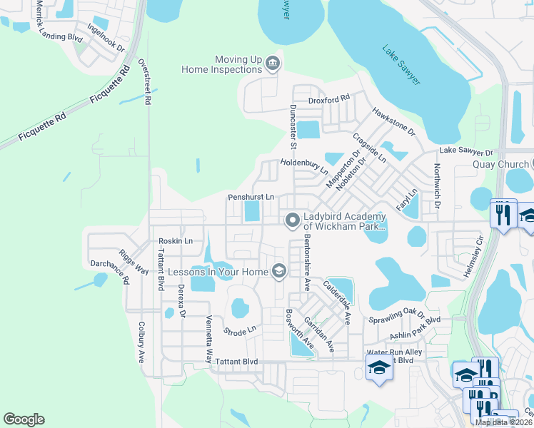 map of restaurants, bars, coffee shops, grocery stores, and more near 6993 Penkridge Lane in Windermere