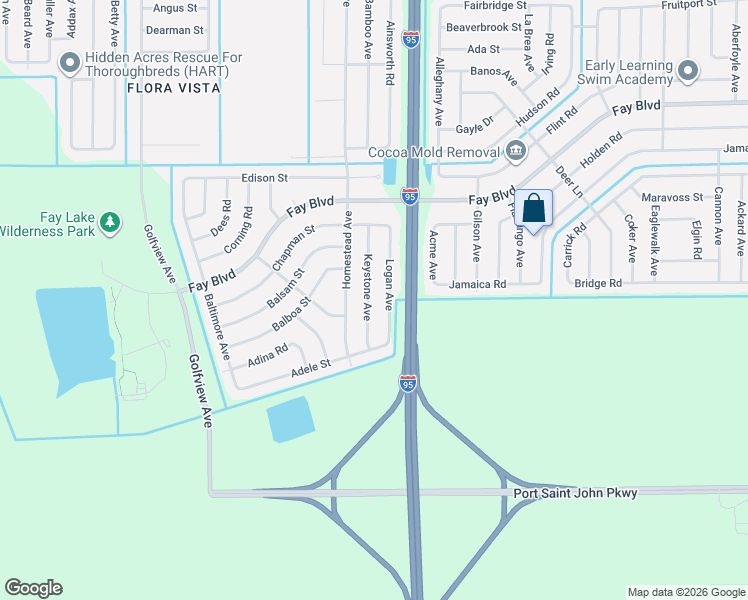 map of restaurants, bars, coffee shops, grocery stores, and more near 5895 Keystone Avenue in Cocoa