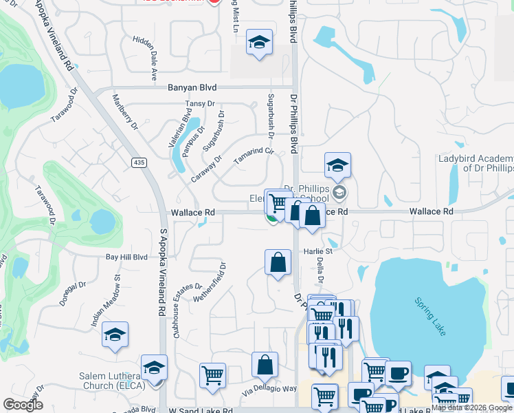 map of restaurants, bars, coffee shops, grocery stores, and more near 6779 Tamarind Circle in Orlando