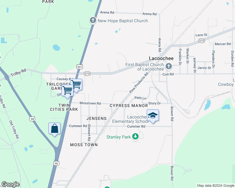 map of restaurants, bars, coffee shops, grocery stores, and more near 38510 New Haven Drive in Dade City