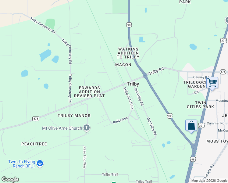 map of restaurants, bars, coffee shops, grocery stores, and more near 37352 Trilby Road in Dade City