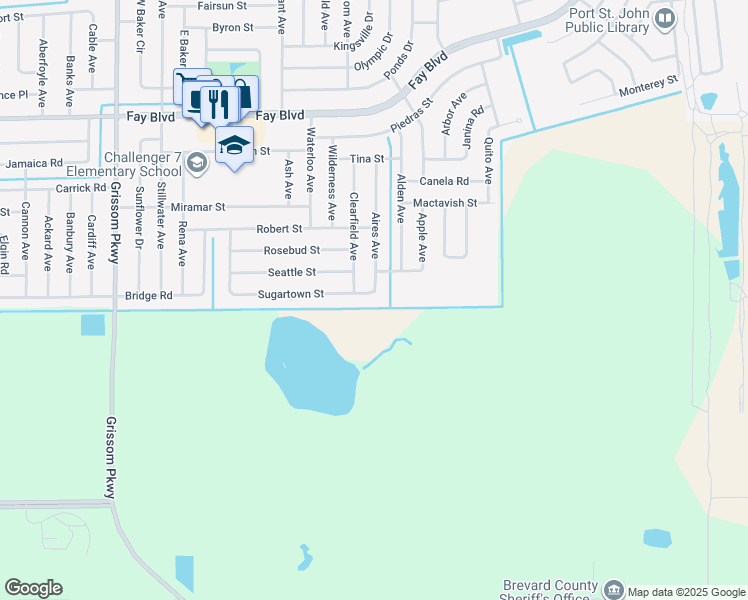 map of restaurants, bars, coffee shops, grocery stores, and more near 4505 Sugartown Street in Cocoa