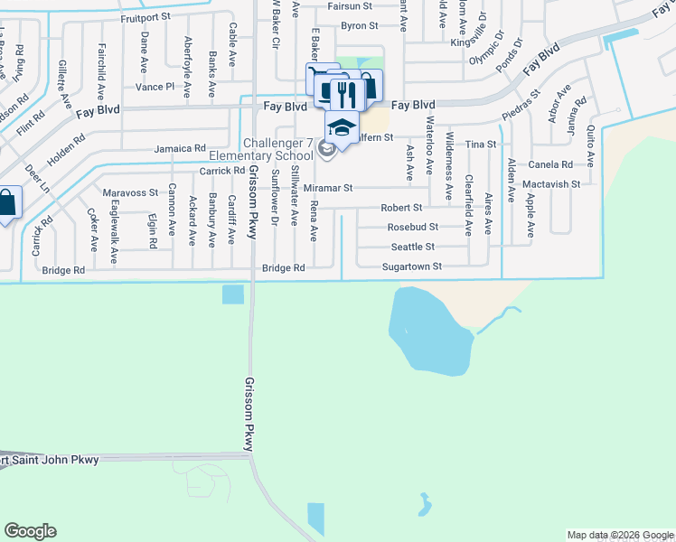 map of restaurants, bars, coffee shops, grocery stores, and more near 4881 Bridge Road in Cocoa