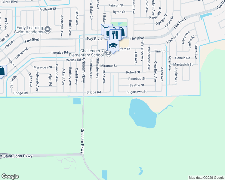 map of restaurants, bars, coffee shops, grocery stores, and more near 4860 Bridge Road in Cocoa