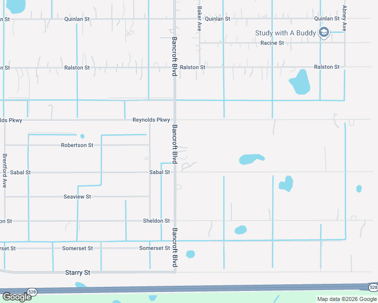map of restaurants, bars, coffee shops, grocery stores, and more near 5745 Bancroft Boulevard in Orlando