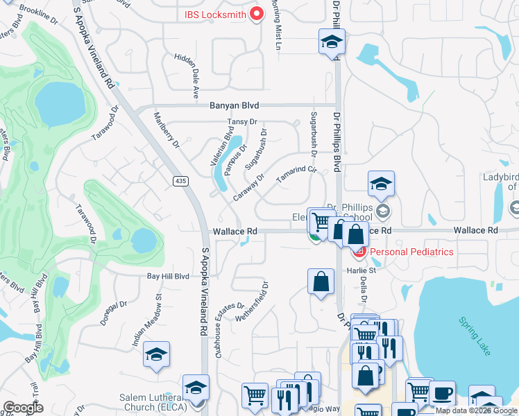map of restaurants, bars, coffee shops, grocery stores, and more near 6849 Tamarind Circle in Orlando