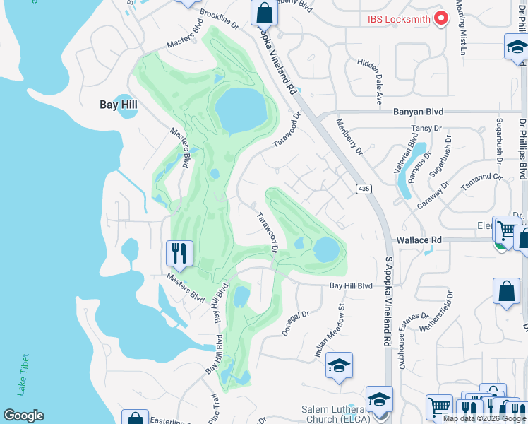 map of restaurants, bars, coffee shops, grocery stores, and more near 6099 Tarawood Drive in Orlando