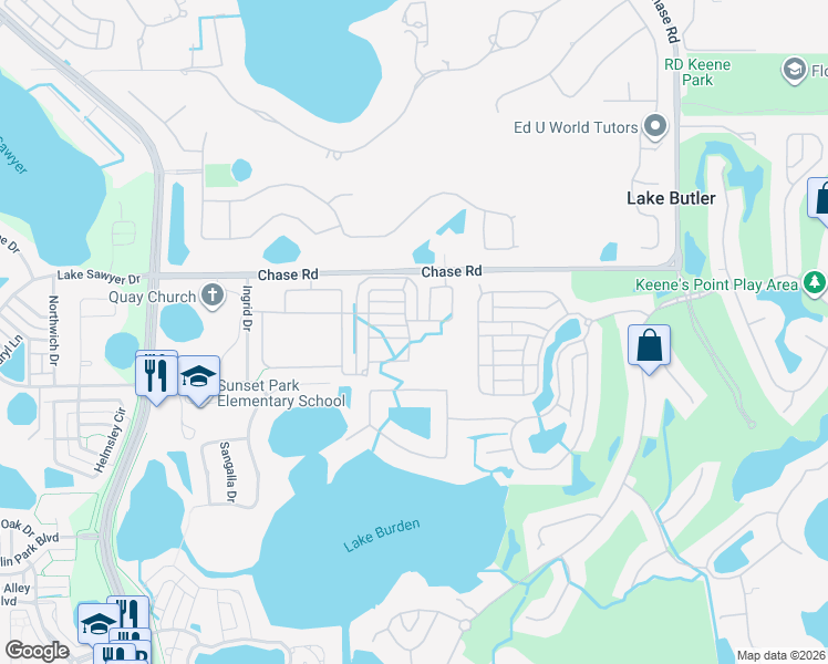 map of restaurants, bars, coffee shops, grocery stores, and more near 11615 Snail Kite Way in Windermere
