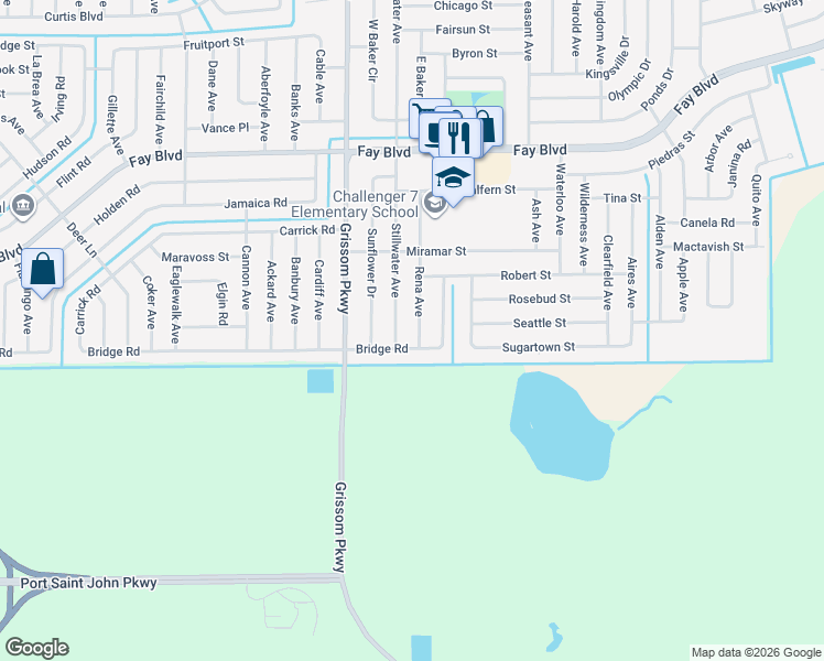 map of restaurants, bars, coffee shops, grocery stores, and more near 5927 Stillwater Avenue in Cocoa