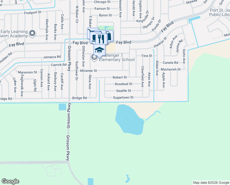 map of restaurants, bars, coffee shops, grocery stores, and more near 4645 Seattle Street in Cocoa