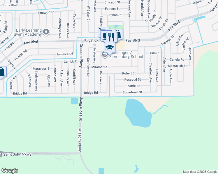 map of restaurants, bars, coffee shops, grocery stores, and more near 4860 Bridge Road in Cocoa
