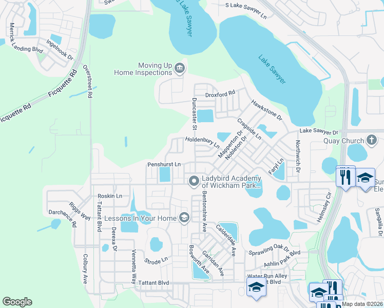 map of restaurants, bars, coffee shops, grocery stores, and more near 6942 Duncaster Street in Windermere