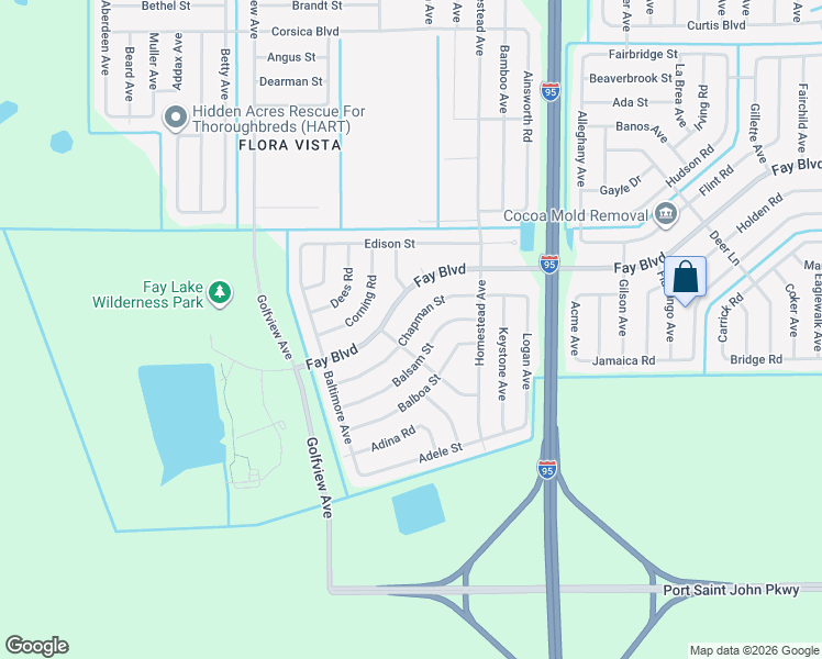 map of restaurants, bars, coffee shops, grocery stores, and more near 6135 Chapman Street in Cocoa
