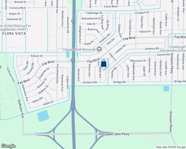 map of restaurants, bars, coffee shops, grocery stores, and more near 5963 Gilson Avenue in Cocoa