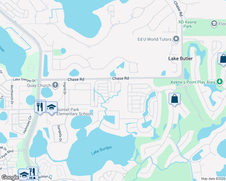map of restaurants, bars, coffee shops, grocery stores, and more near 6126 Roseate Spoonbill Drive in Windermere
