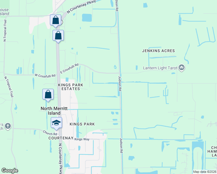 map of restaurants, bars, coffee shops, grocery stores, and more near 285 East Crisafulli Road in Merritt Island